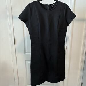 Ann Taylor Womens Sleeveless Ponte Knit Sheath Dress Size 6 Black Zip Up Back